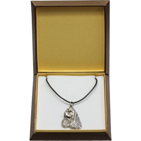 Clumber Spaniel - eine Halskette mit Hund in einer Geschenkbox, ein versilbertes Medaillon für einen Hundefan, ein beeindruckender Anhänger von Art-Dog (1/5)