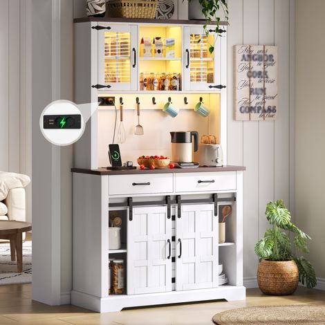 Aparador cocina con LED y enchufes MDF 180x108 cm OKMYHOME (1/5)