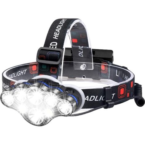Lampe frontale d'extérieur, Ultra Lumen 18 000, 8 modes d'éclairage LED - Lampe mains libres puissante pour le camping, la pêche, le vélo et la randonnée - Portée 500 m - Étanche (1/5)