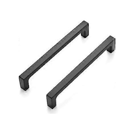 10er-Pack massive, 12,7 cm große quadratische Küchenschrankgriffe, mattschwarze Schrankgriffe, Schubladengriffe, Küchenschrankbeschläge, flache schwarze Küchengriffe