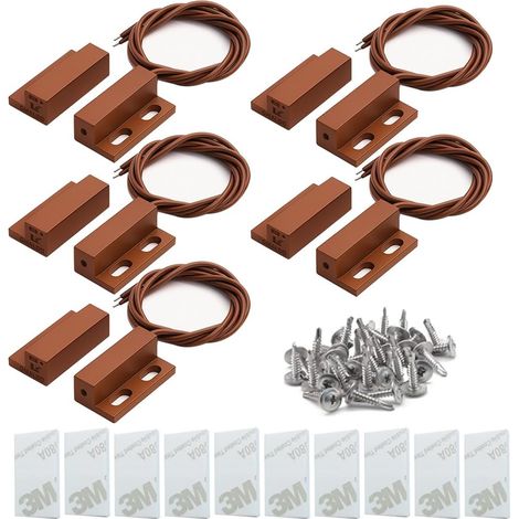 5pcs Capteur Magnétique, Encastré Filaire, Contact Porte Fenêtre, Sécurité Alarme, Intérieur Maison