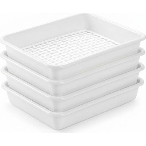 Set 4 Vassoi Defrost Rettangolari Hemax Vaschette Scongelamento Bianco (1/4)