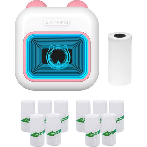 Imprimante thermique portable poche instantanée photo 7 LED couleurs étiquettes BT 5.1 Android iOS appli reçu mémo collant notes listes scrapbook M10 57x25mm 200dpi 1200mAh (1/5)
