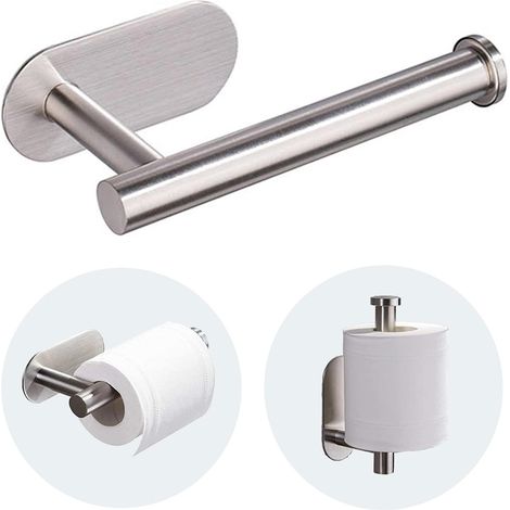 Toilettenpapierhalter – Badezimmer mit selbstklebendem, wandmontiertem Toilettenpapierhalter aus Edelstahl, klebt an der Wand, kein Bohren erforderlich