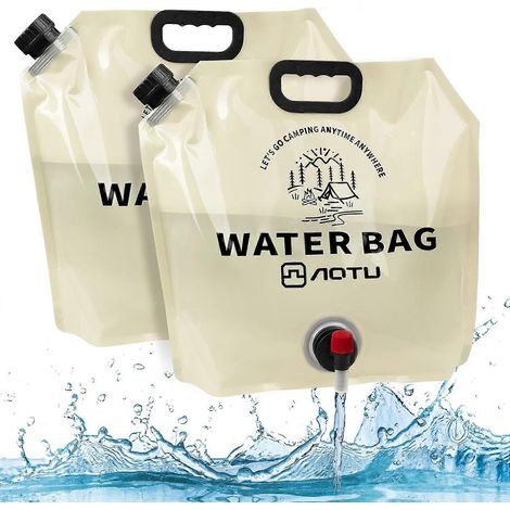 Lot de 2 conteneurs à eau pour le camping - Sac de stockage d'eau pliable de 9 L avec robinet, sans BPA, idéal pour le camping en plein air.-AquaForge (1/5)