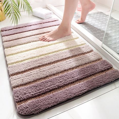 Badezimmerteppich rutschfest Badematte,Badteppich Saugfähig Weich Maschinenwaschbar für Badezimmer - Beige 40 x 60 cm (1/5)