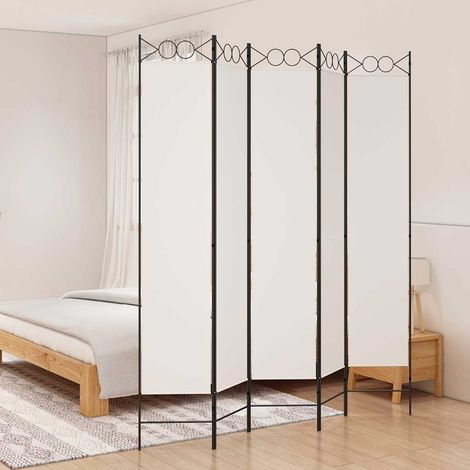 Cloison de séparation 5 panneaux-Paravent-Séparateur de pièce Blanc 200x220 cm Tissu (1/5)