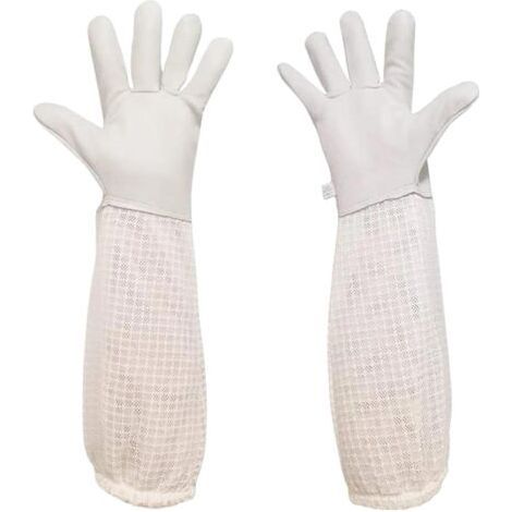 Gants d'apiculture Gants Abeilles Gants Protégés Apiculteur Gants d'apiculture avec Manches Poignets élastiques. Gants d'apiculture en chèvre Gants protégés pour Apiculteur (1/5)