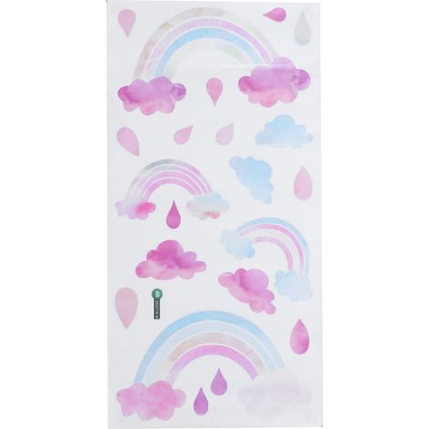 Autocollant mural nuages et gouttes de pluie - Décor enfant chambre douce et poétique (1/5)
