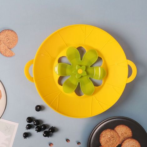 Couvercle en silicone anti-débordement pour casseroles, casseroles, cuisine (jaune) (1/4)