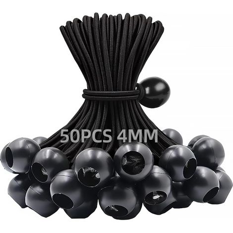 50 Pièces Tendeur Elastique, 150mm Flexible Tendeur Bache Sandow Elastique, Tendeur Elastique Boule pour Bache, Tentes, Camping, Bannières (1/5)