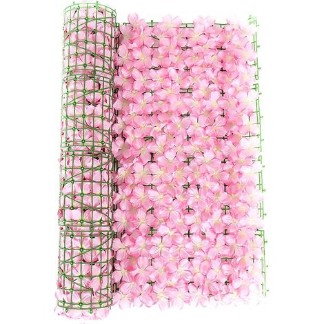Panneaux de clôture en filet fleuri décoratif, bordure de jardin, haie artificielle, 0,5 x 3 m, rose-AquaForge (1/5)