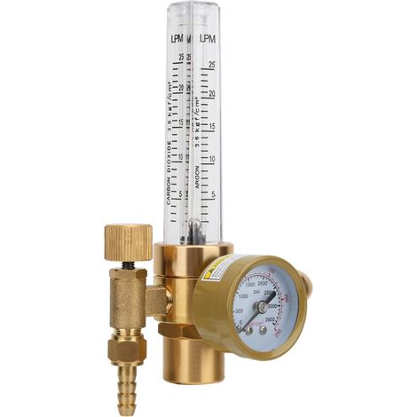 Régulateur de Débitmètre D'Argon, Compteur de Gaz en Laiton Pur PC + H59, Régulateur de Soudage à Manomètre adapté au Cylindre de Gaz de Soudage à L'arc TIG Argon M12 X 1 Sortie (1/5)