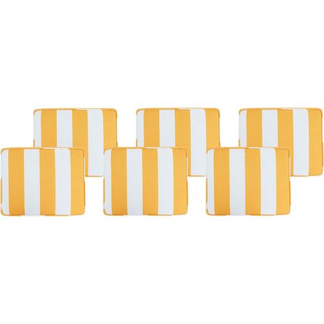 Set di 6 cuscini per sedie da esterno giallo e bianco 31 x 39 cm Tolve