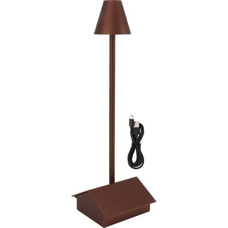 Cordless Table Lamp Battery Powered Building Shape Dimmable Touch Control 5200mAh Battery IP54 Waterproof LED Desk Lamp Brown (1/5)