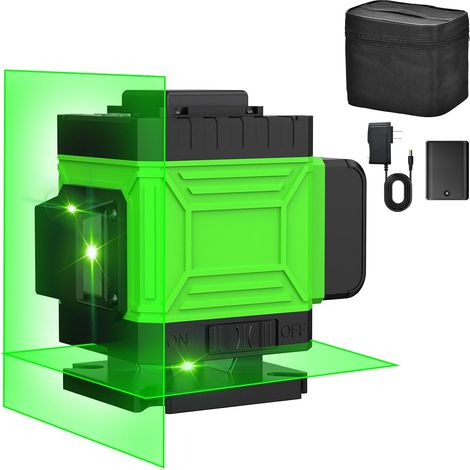 8 Ligne, Niveau Laser Autonivelant, 360°, ètres Laser Vert, Rechargeable Laser de Chantier, Horizontal et Vertical Laser Croisé pour Décoration de Maison et Exterieur, Sac de Protection (1/5)