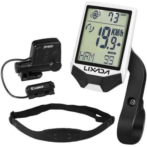 Compteur de vélo sans fil avec capteur de fréquence cardiaque, écran LCD multifonctionnel résistant à la pluie et rétroéclairé AX Bikes (1/5)