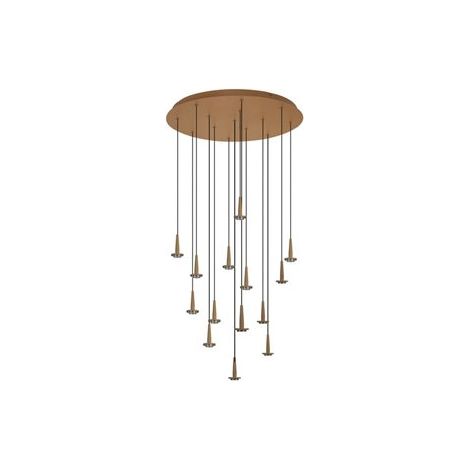 Mantra Plafonnier suspension avec 14 LED en cristal ANDROMEDA en forme de goutte, or 70W 3000K 7050Lm, socle rond (1/2)