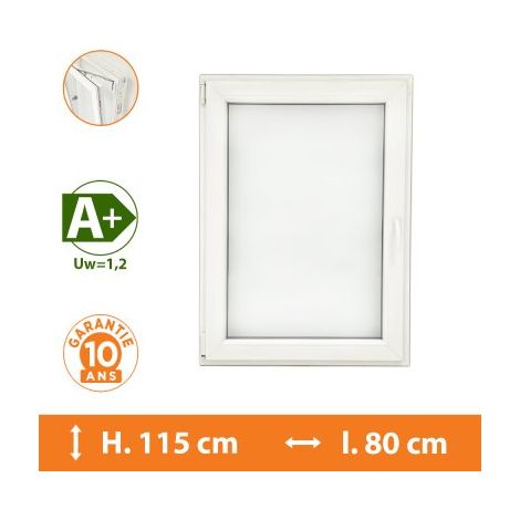 Fenêtre 1 Vantail Blanc - Tirant Gauche - H.115 x l.80 cm (1/5)