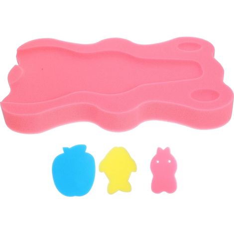 Tapis de Bain Bébé Antidérapant 49x32x5,5 Cm en Mousse Douce pour Nouveau-né, Coussin Éponge Confortable Motif Ours Dessin Animé, Support Bain Sécurisé Lit (1/5)