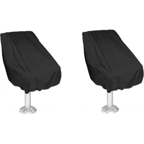 Housses de siège de bateau noires, 61 x 56 x 64 cm, lot de 2, housses de siège de capitaine de bateau ponton imperméables pour extérieur, housse de protection en tissu Oxford 210D pour (1/5)