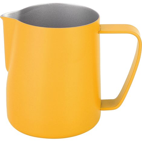 Pichet mousseur à lait en acier inoxydable de 350 ml, récipient pour café latte, ustensiles à café, jaune