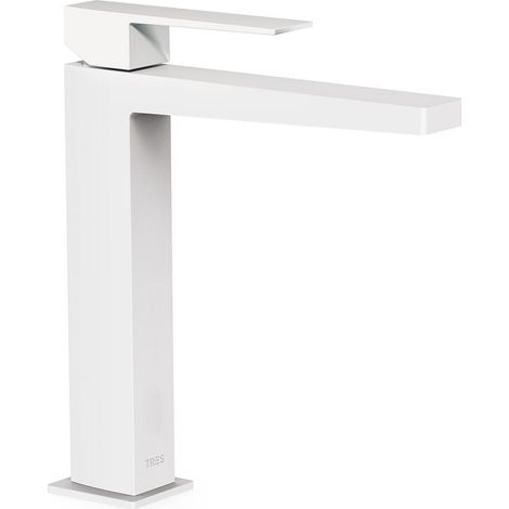 TRES 20210303BM SLIM Grifo Monomando Caño Alto para Lavabo Color Blanco Mate - ref: 20210303BM