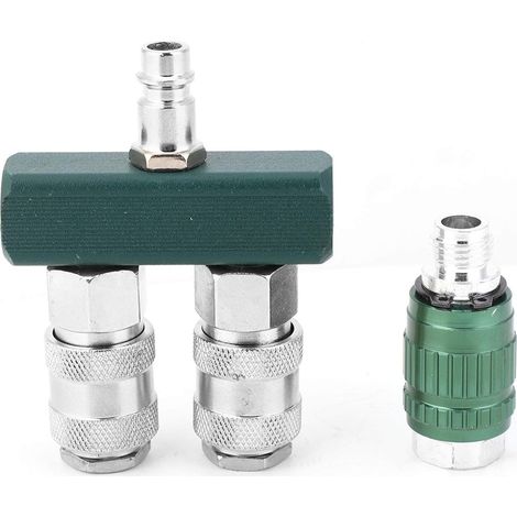 1/4'' NPT Air Compressor Connector, 2 Way Air Hose Separator, 360 Degree Swivel Connectors, Pneumatic Tool Fittings (1/5)