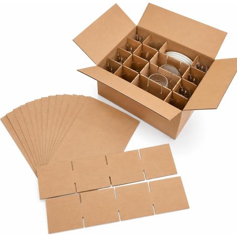Set of moving boxes separators 335 x 335 x 80 mm stable protection for glass and plates - safe packaging for fragile transport (1/5)