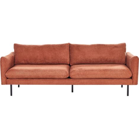 Canapé Moderne 3 places Assise Rembourrée en Tissu Chenille Marron Doré et Pieds Noirs Vinterbro (1/5)