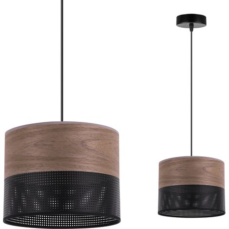 LAMPE À SUSPENSION SIMPLE, ABAT-JOUR EN PLACAGE DE NOYER, 20 CM