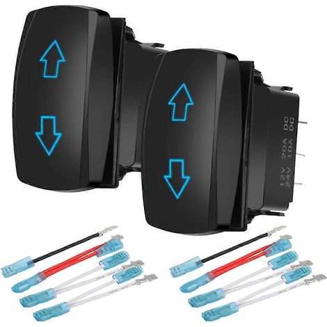Lot de 2 interrupteurs à bascule momentanés DPDT 20A à 7 broches pour inversion de polarité moteur dans les camping-cars et les remorques (1/5)
