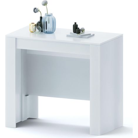 Tavolo consolle allungabile Oslo Plus 3 metri 14 posti salvaspazio multiposizione bianco laccato (1/5)