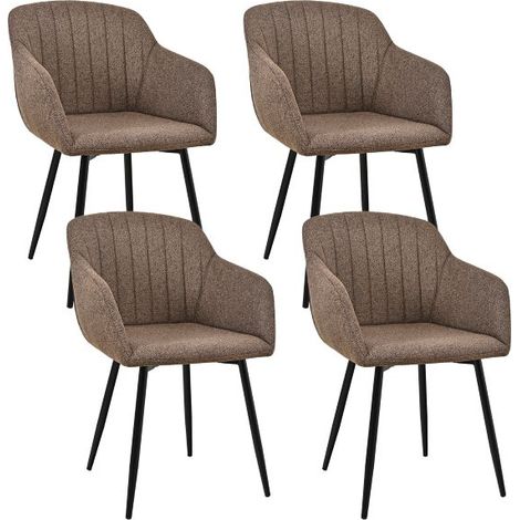 GOEURVANT Tessuto Sedia da pranzo Moka, Set da 4, sedia ergonomica con braccioli e imbottitura spessa