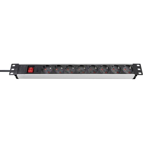 Brennenstuhl 1390007018 Steckdosenleiste 19 Zoll 8fach Aluminium, Schwarz Schutzkontakt 1 St.