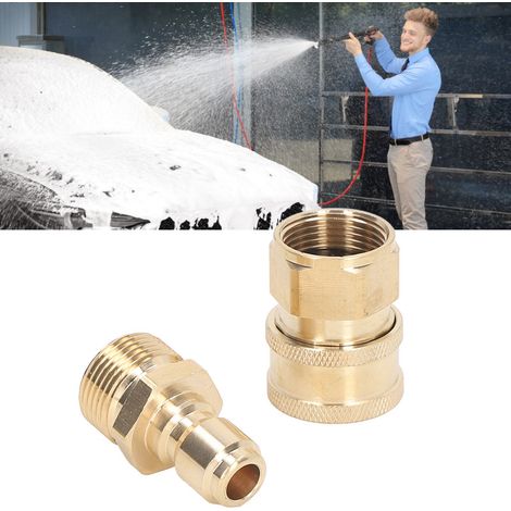 Raccord rapide haute pression 5000 PSI pour pistolets à eau et tuyaux de lavage de voiture : mâle avec filetage extérieur M221,5 mm + femelle avec filetage intérieur M221,5 mm. (1/5)