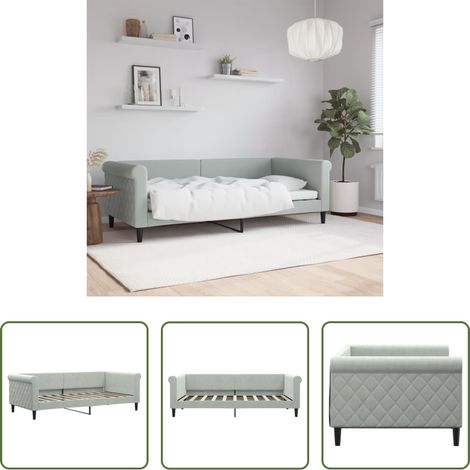 Sofa - Tagesbett Hellgrau 90x190 cm Samt (1/5)