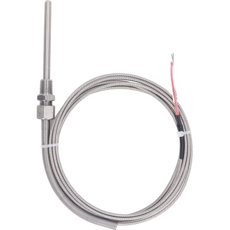 Thermocouple type K 1/8 pouce NPT, câble 2 mètres à ressort ajustable, capteur de température à isolation exposée, longueur réglable. (1/5)