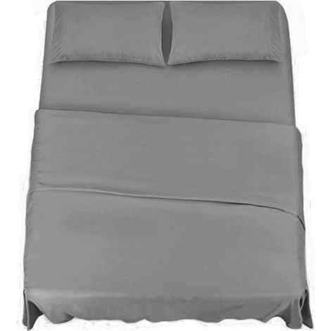 KLULK Set Lenzuola Completo Letto Matrimoniale Grigio, Lenzuolo Sotto Con Angoli + Lenzuolo Sopra + 2 Federe (1/5)