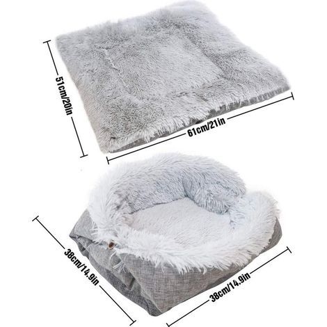 Cama para gatos,Alfombrilla de felpa auto-calefactable para gatos,Tejido de felpa cálido,Apta para gatos y perros pequeños,Función 2 en 1,Marrón (1/4)