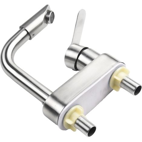 Robinet de lavabo, inox 304, monocommande, 2 trous, pour vasque (1/5)