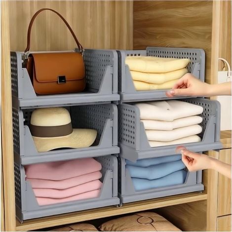 4 Pièces Boite Rangement Vetement, Organisateur Vetement (Gris) (1/5)