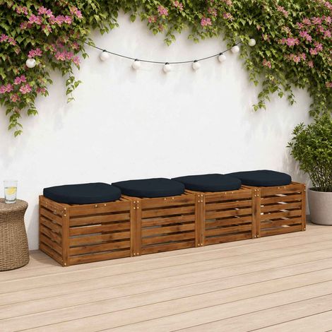 vidaXL Cuscini per Sedia in 4 Pezzi 4 pz 100% Poliestere Blu Scuro