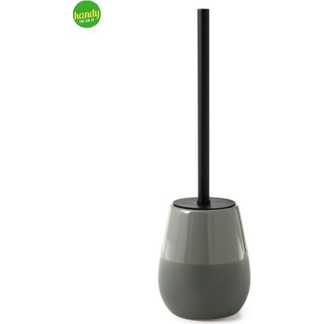 Porta scopino wc da appoggio in ceramica modello wilma dim. cm (lxpxh): 12,7x12,7x40,6 - verde salvia GEDY (1/4)