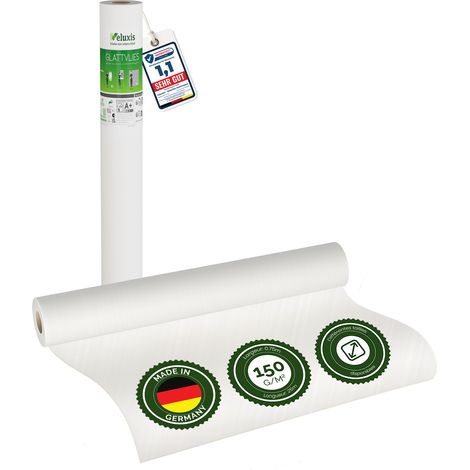 Veluxis® Papier peint intissé lisse de qualité supérieure, utilisable comme sous-couche et pour la peinture – peignable, pontant les fissures, indéformable (Blanc, 25,00 m x 0,75 m - 150 g/m²) (1/3)