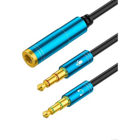 Câble répartiteur pour casque et microphone pour PC, adaptateur jack 3,5 mm pour casque, convertisseur casque/microphone pour ordinateur, prise femelle 3,5 mm vers 2 prises mâles 3,5 mm. (1/5)