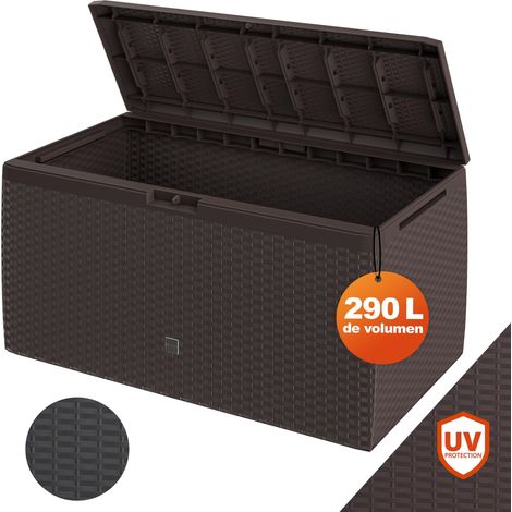 CASARIA® Arcón Jardín Exterior Baúl Almacenaje 290L con 6 Ruedas Asas Resistente Intemperie Rayos UV Caja Cojines 117x47x60cm Rato PLUS marrón (1/7)