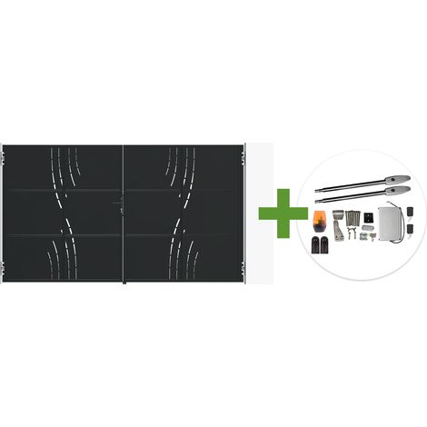 Portail battant acier noir mat 3,5m NALI VELETA H.200cm + moteur Tanker B250 (1/5)