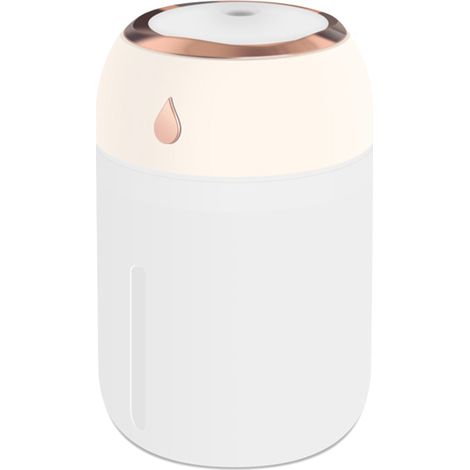 Humidificador de 330 ml, niebla de color, luz nocturna de 7 colores, silencioso, 2 modos, alimentación USB (portátil).
