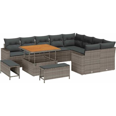 Maison Exclusive - Set Divano da Giardino 12 pcs Grigio polyrattan